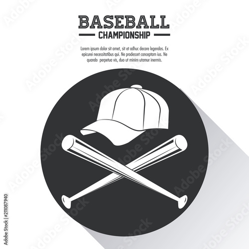 Baseball championship emblem with gray and white vector illustration graphic design