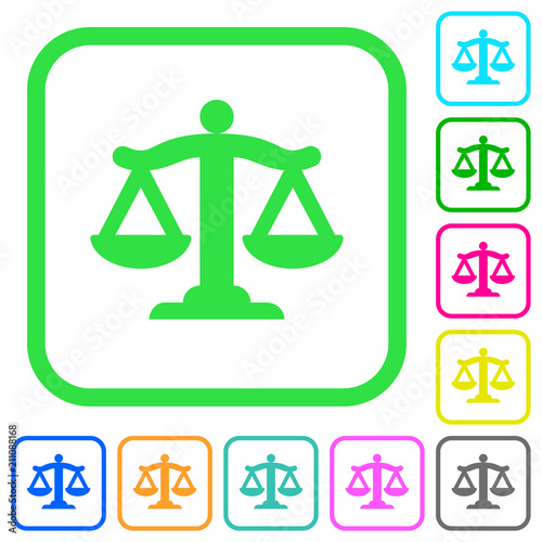 Scale of law vivid colored flat icons