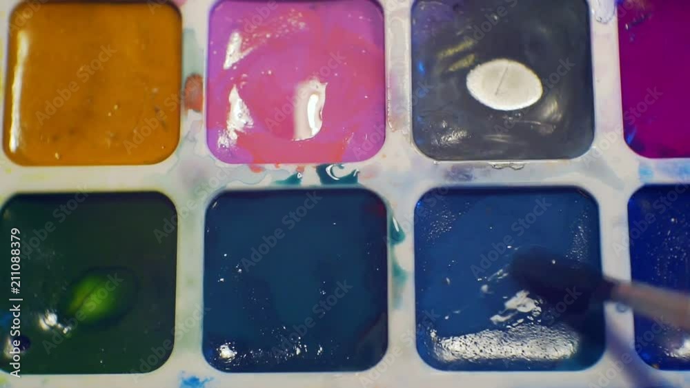 old used palette of paints close-up. old used palette of paints close-up.