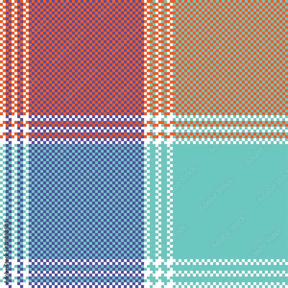 Vintage mosaic plaid pixel seamless pattern