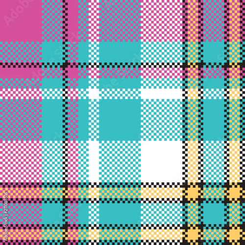 Baby color check fabric pixel texture seamless pattern