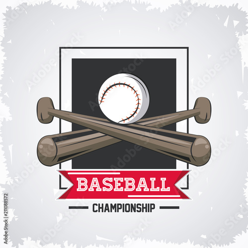 Baseball championship game emblem with equipment vector illustration graphic design
