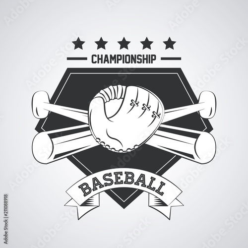 Baseball championship game emblem with equipment vector illustration graphic design