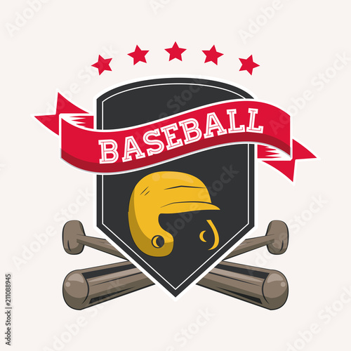 Baseball championship game emblem with equipment vector illustration graphic design