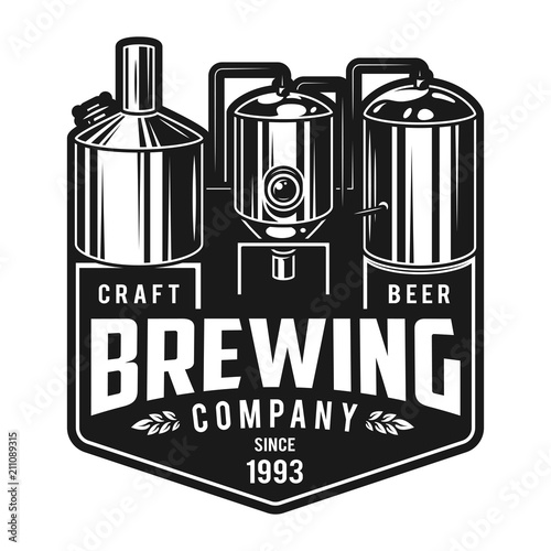 Vintage monochrome craft brewery emblem