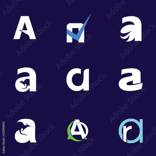 Set of letter logo design template elements collection of vector letter A logo