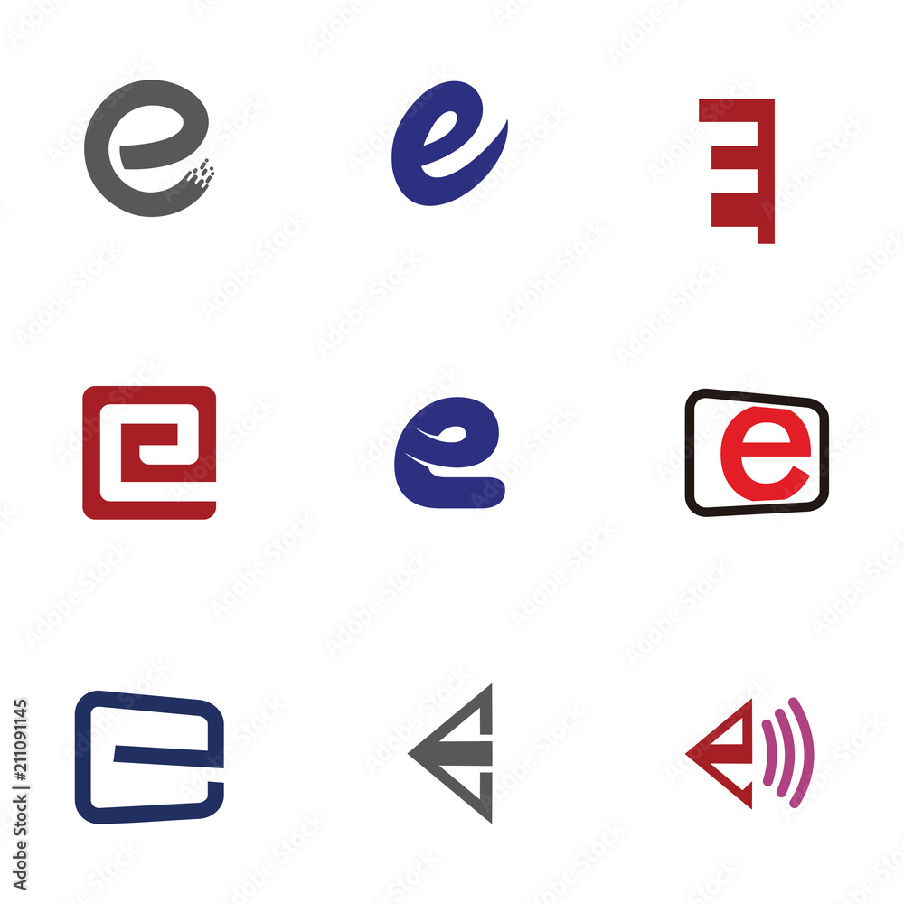 Set of letter logo design template elements collection of vector letter E logo