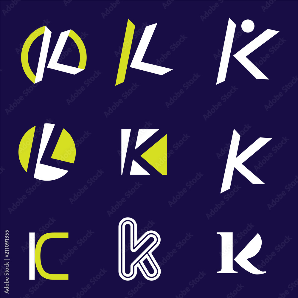 Set of letter logo design template elements collection of vector letter K logo Set of letter logo design template elements collection of vector letter K logo