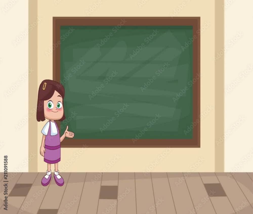 Beautiful school girls front blackboard High Definition animation colorful scenes Beautiful school girls front blackboard High Definition animation colorful scenes