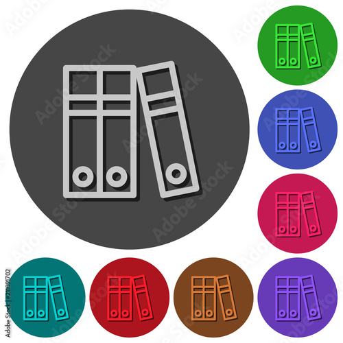 Document folders icons with shadows on round backgrounds