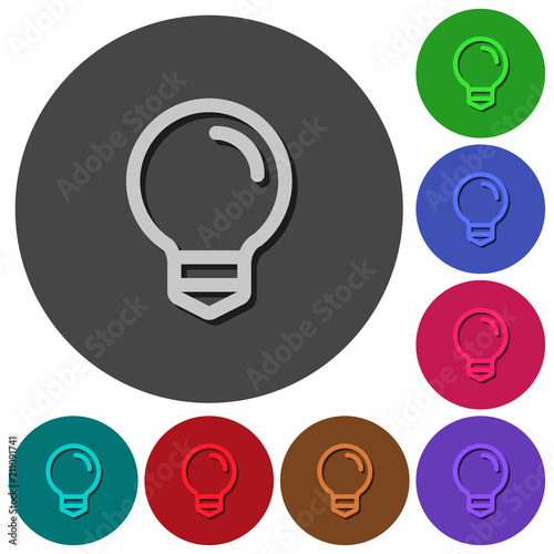 Light bulb icons with shadows on round backgrounds