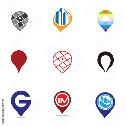 Set of pin locations vector logo design template elements collection