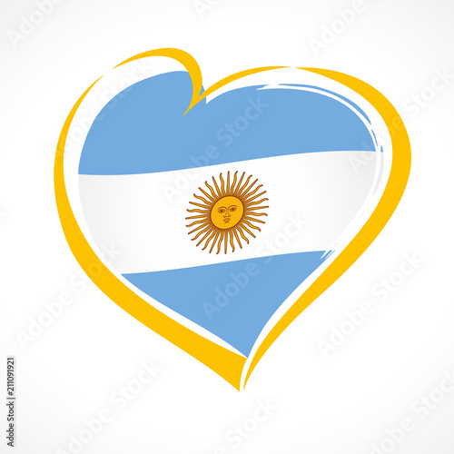 Love Argentina emblem, Independence day banner with heart in national flag color. National holiday in Argentina 9 of july vector greetings card. Celebrate Argentinian anniversary of independence 1816