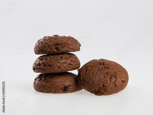 Cookies or Chocolate chips cookies on background.