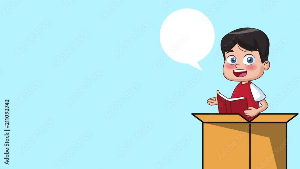 Cute school boy reading out loud High Definition animation colorful scenes Cute school boy reading out loud High Definition animation colorful scenes