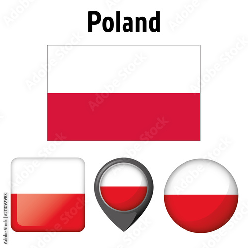 Illustration flag of Poland, and various icons. Ideal for catalogs of institutional materials and geography