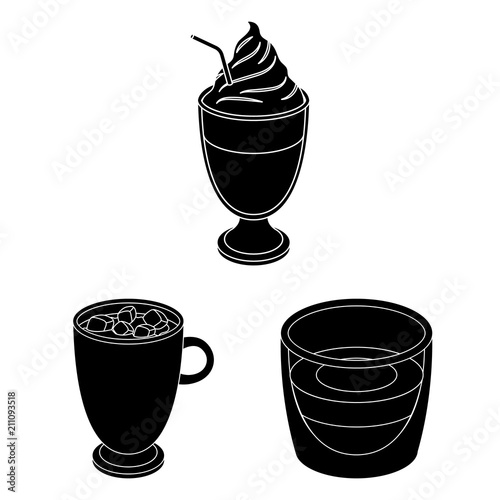 Different kinds of coffee black icons in set collection for design. Coffee drink vector symbol stock web illustration.