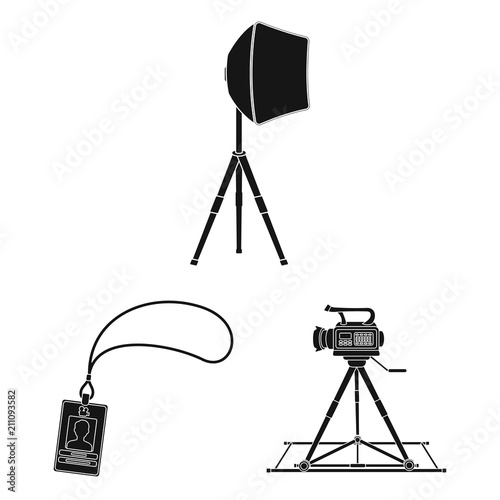 Making a movie black icons in set collection for design. Attributes and Equipment vector symbol stock web illustration.