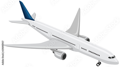 A Commercial Airplane on White Background