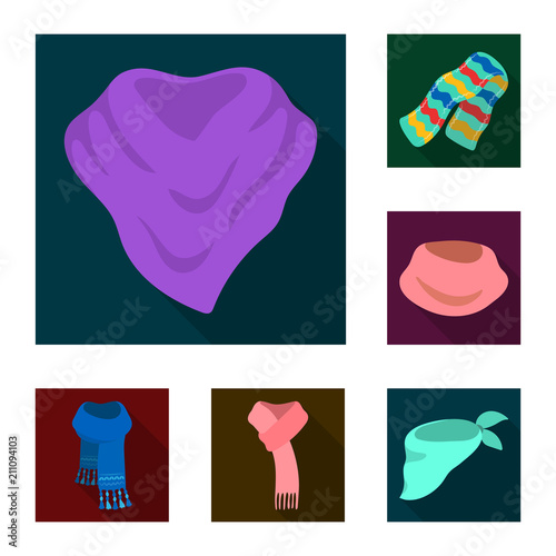 Scarf and Shawl flat icons in set collection for design.Clothes and Accessory vector symbol stock web illustration.