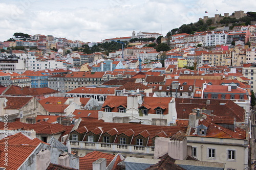 View of old town of Lisbon from Elevador de Santa Justa 