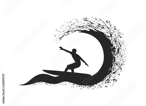 Surfer in motion on the ocean wave.