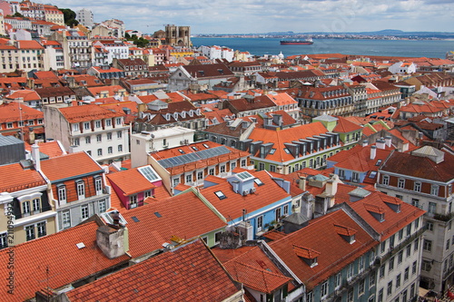 View of old town of Lisbon from Elevador de Santa Justa 