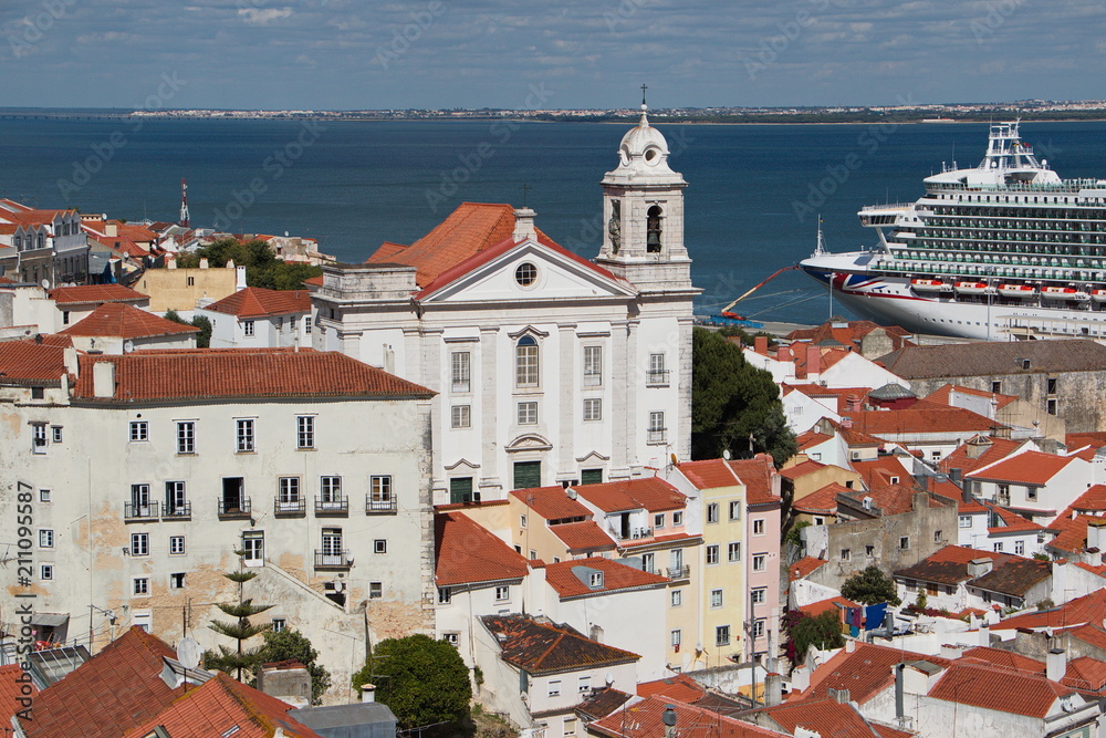 View of old town of Lisbon from Miradouro de Santa Luzia
