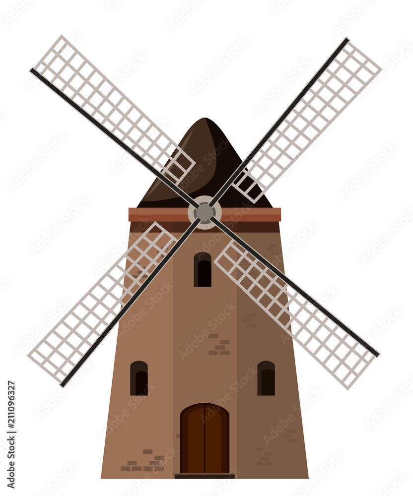 Old brown brick windmill