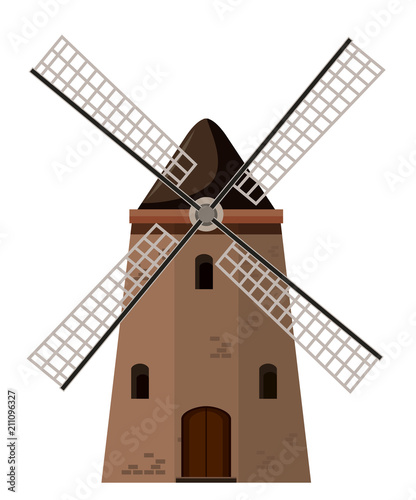 Old brown brick windmill