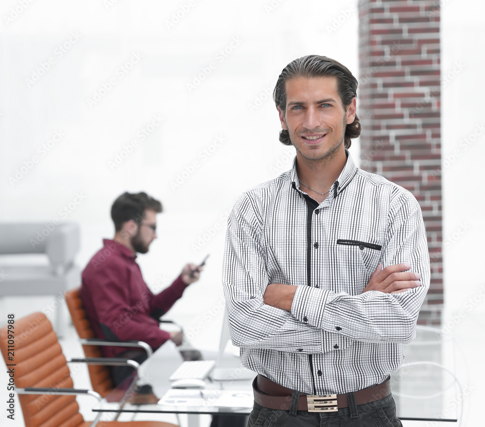 businessman on background of office businessman on background of office