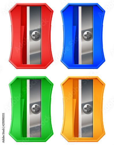 Set of pencil sharpener on white background