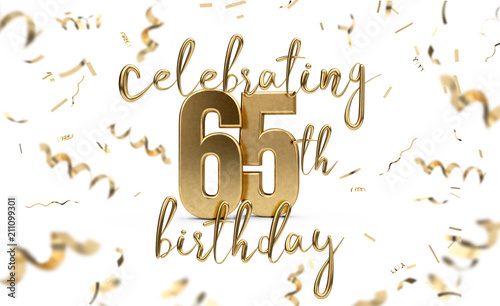 Photography Celebrating 65th birthday gold greeting card with confetti