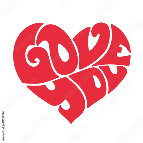 With love red heart letters