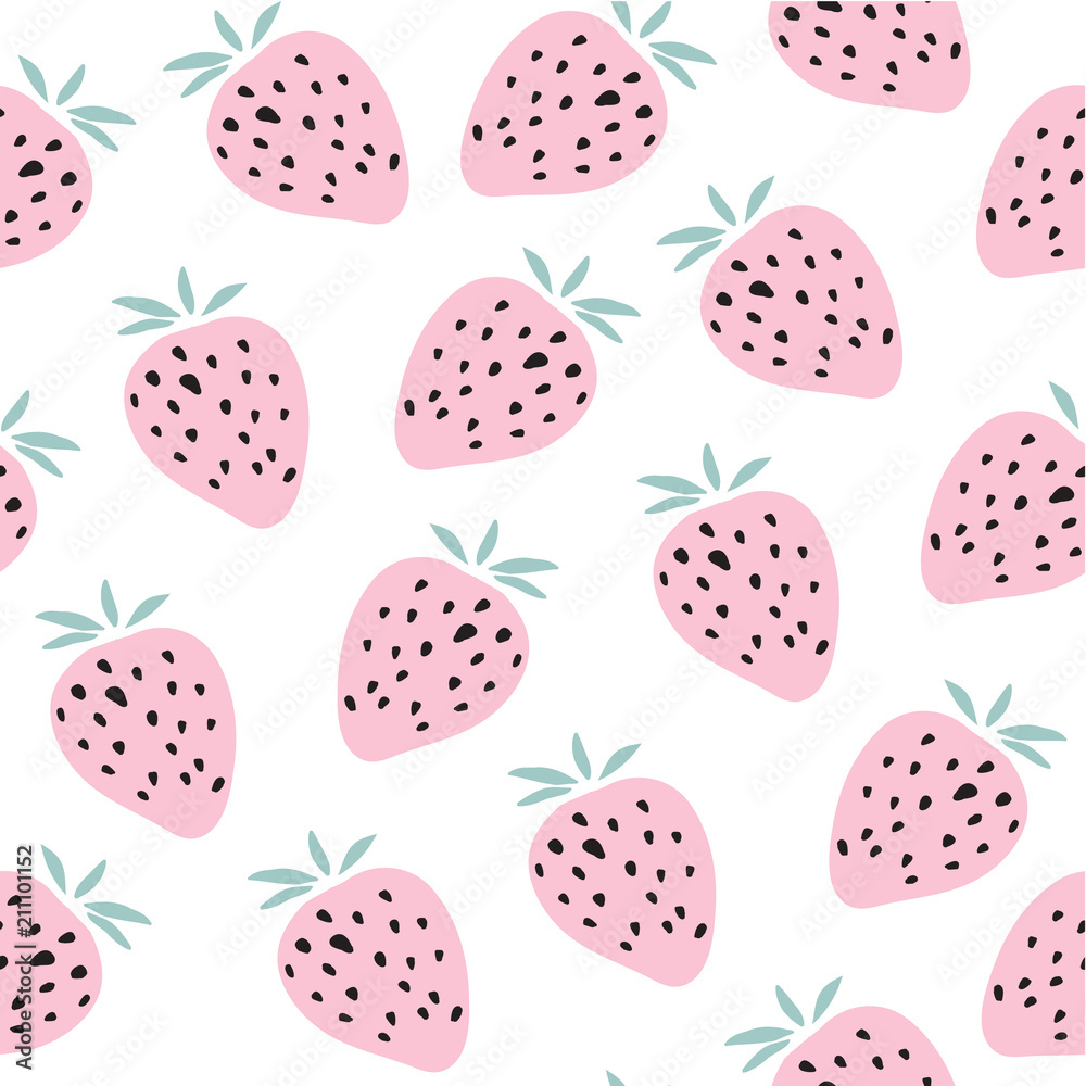 Kids hand drawn seamless pattern with strawberries Kids hand drawn seamless pattern with strawberries