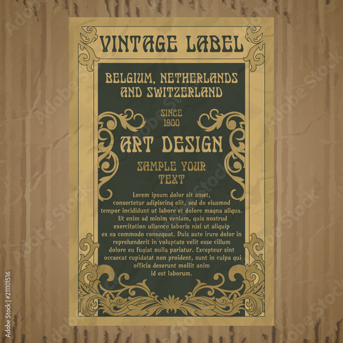 vector vintage items: label Art Nouveau