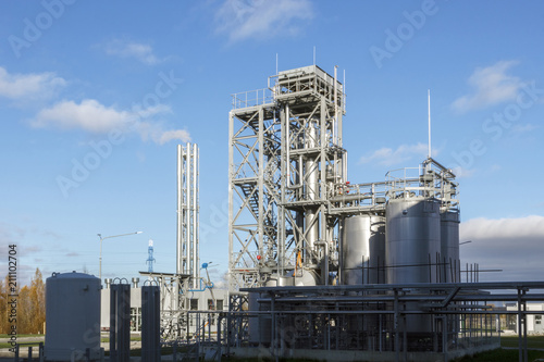 Chemical, Oil industry equipment installation, metal pipes and tanks photo