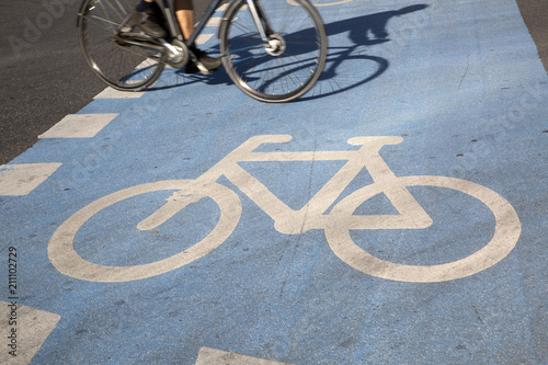Bike Lane with Cyclist; Copenhagen