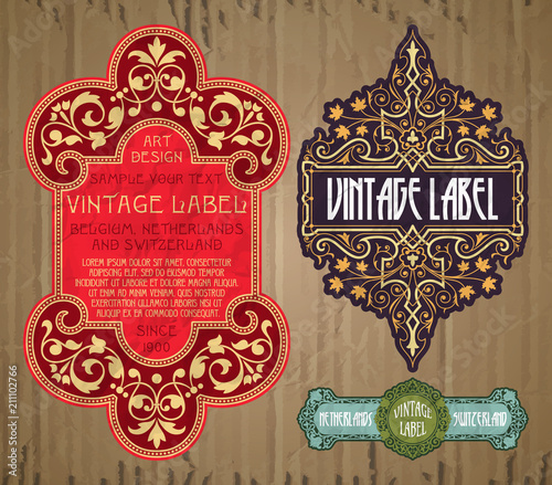 vector vintage items: label Art Nouveau