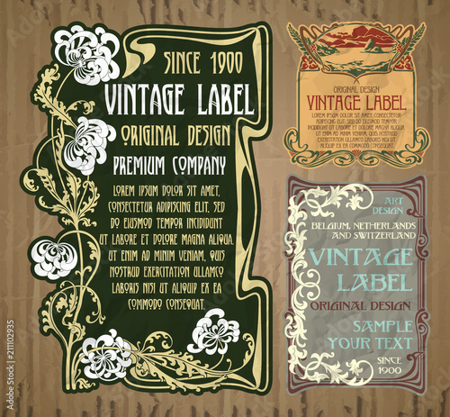 vector vintage items: label Art Nouveau