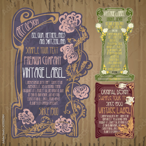vector vintage items: label Art Nouveau