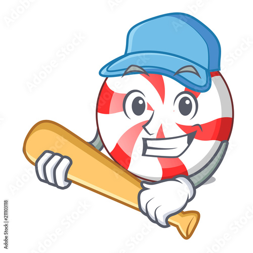 Playing baseball peppermint candy character cartoon
