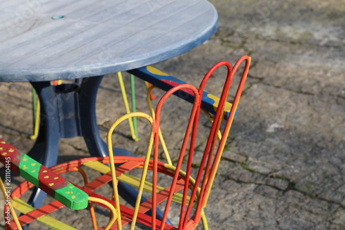 Colorful chair in the garden