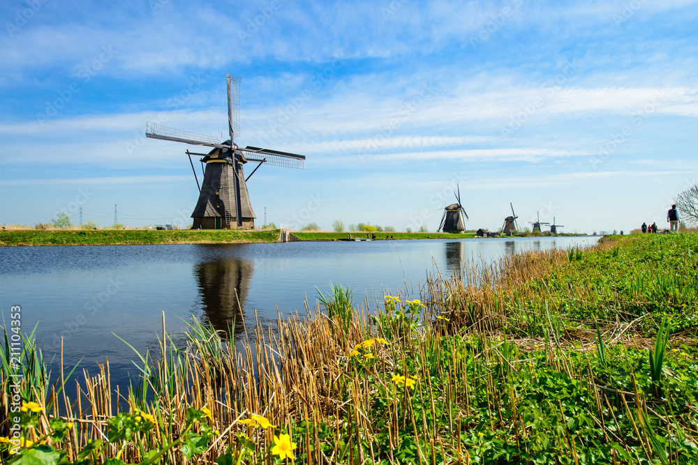 Travel in The Netherlands. Traditional Holland - Windmills in Ki