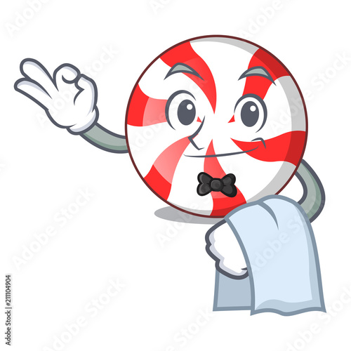 Waiter peppermint candy mascot cartoon