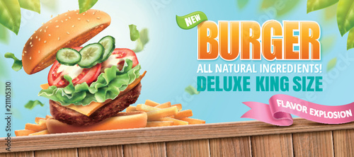 Deluxe king size burger ads