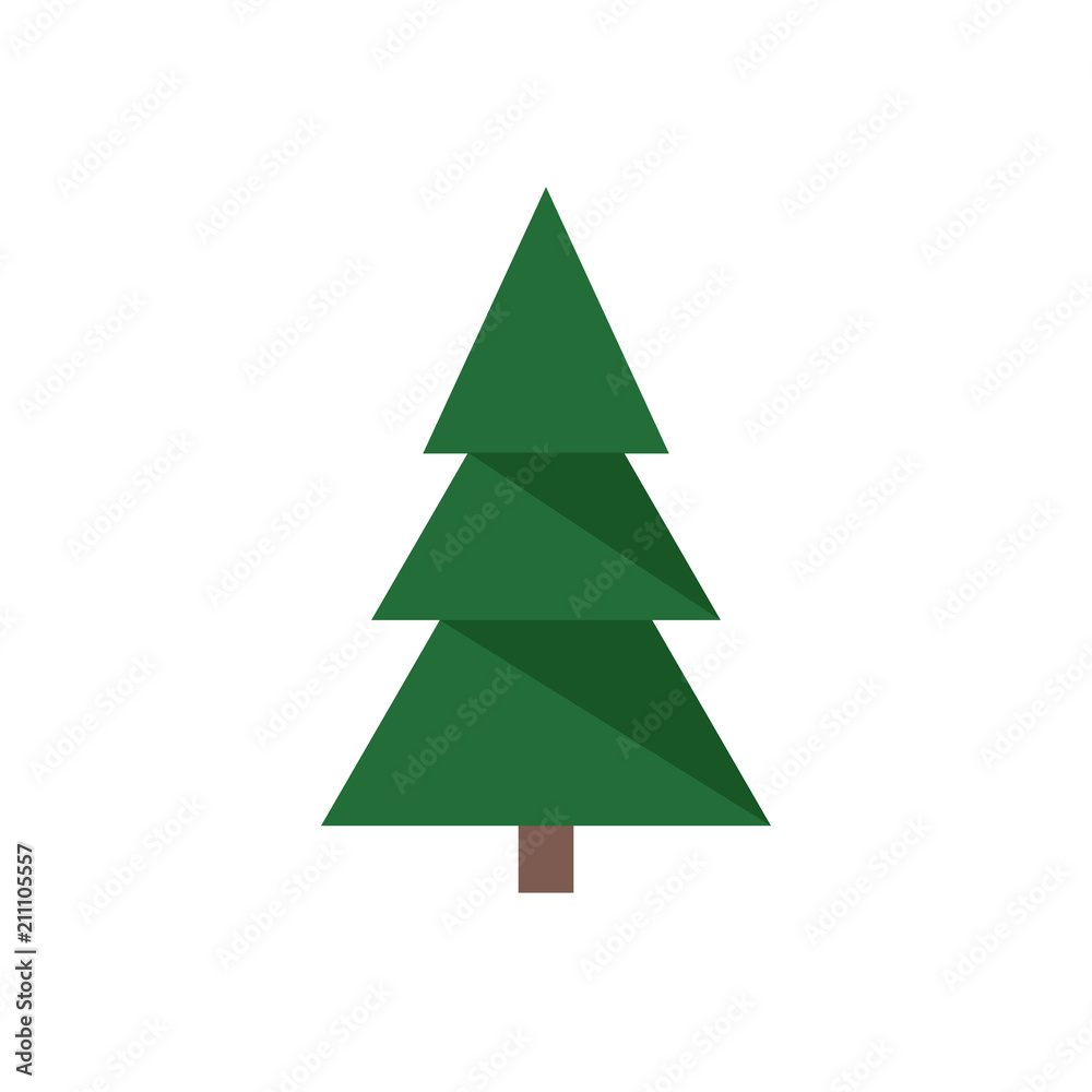 Fir tree icon isolated. Flat design