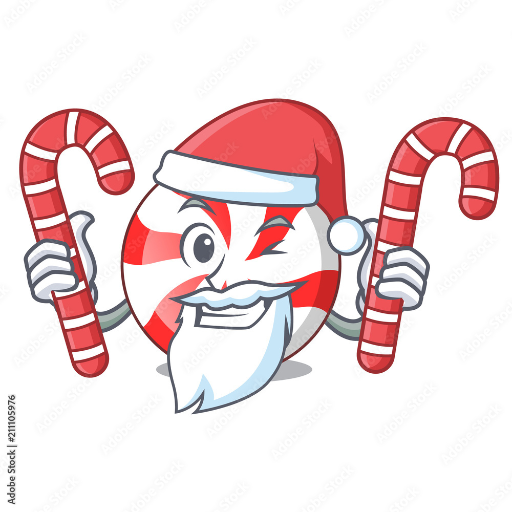 Santa with candy peppermint candy mascot cartoon Stock Vector | Adobe Stock