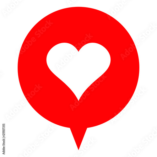 Heart in a speech bubble, vector love icon.