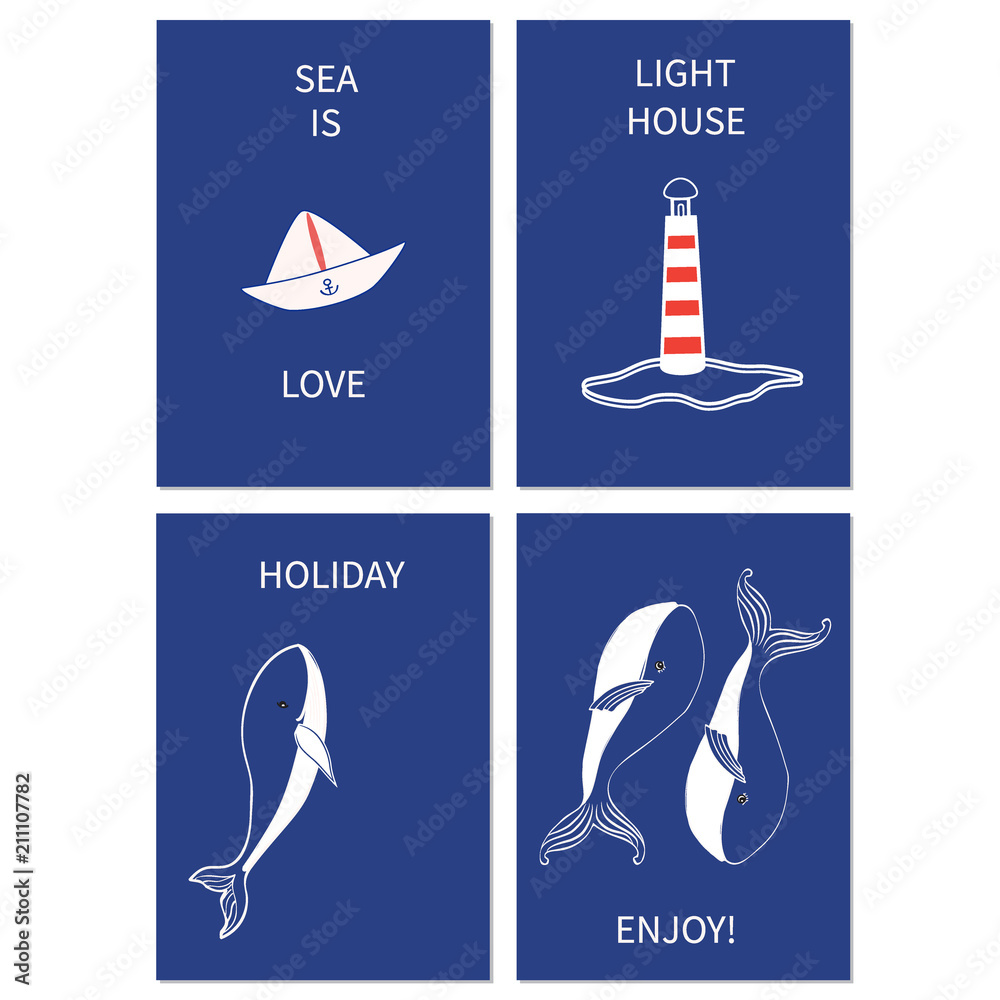 Whale, lighthouse isolated on blue background, hand drawn vector doodle line art, cartoon animal, cute frame, decorative greeting card, designed banner, travel invitation, template for marine postcard Whale, lighthouse isolated on blue background, hand drawn vector doodle line art, cartoon animal, cute frame, decorative greeting card, designed banner, travel invitation, template for marine postcard